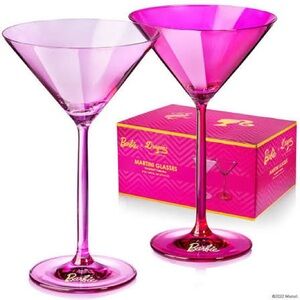 NEW Barbie X Dragon Pink Martini Glasses